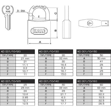 KALE ASMA KİLİT 25 MM GRİ DÖKÜM - KLEKD-001/10-125