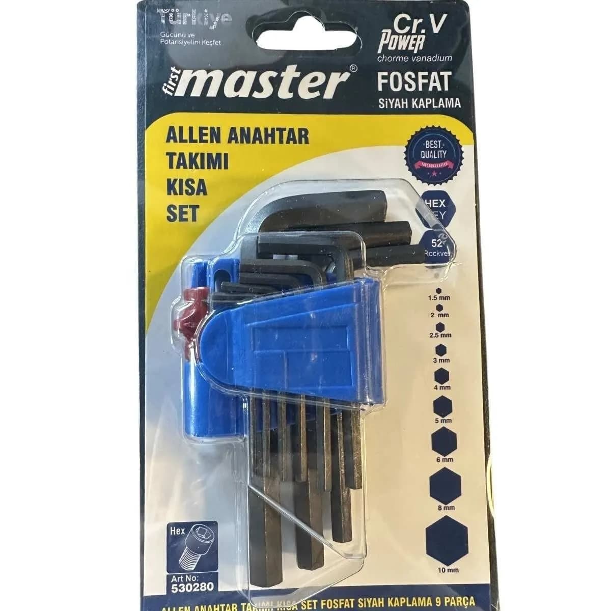 MASTER ALLEN ANAHTARI KISA 9 PARÇA SİYAH-FOSFAT - MST530280