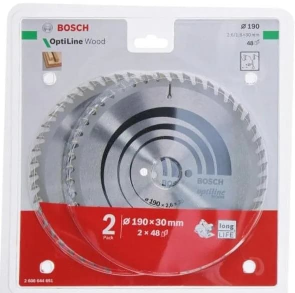 BOSCH OPTİLİNE DAİRE TESTERE BIÇ.190*30 48 DİŞ 2Lİ - BOSCH2608644651