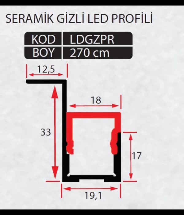 SERMİK GİZLİ LED PROFİLİ MAT ALÜ. POLİKARBON KAPAK - TESLDGZPR