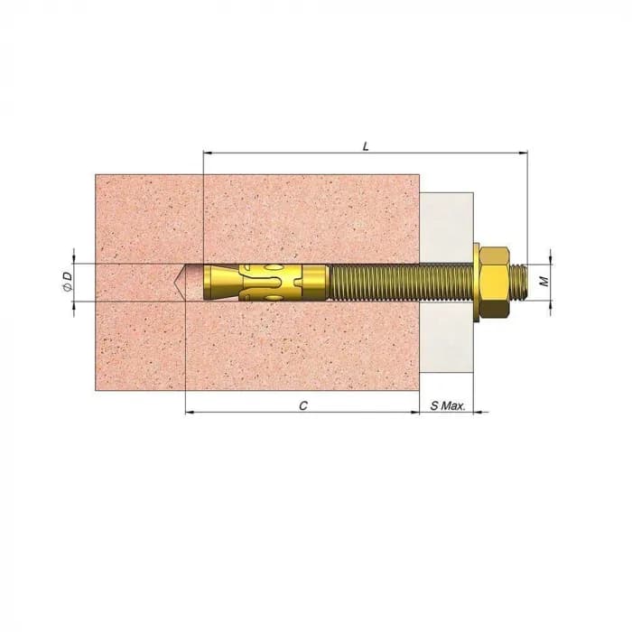 NLB ÇELİK DÜBEL KLİPSLİ M20*180 - ÇLKD501279