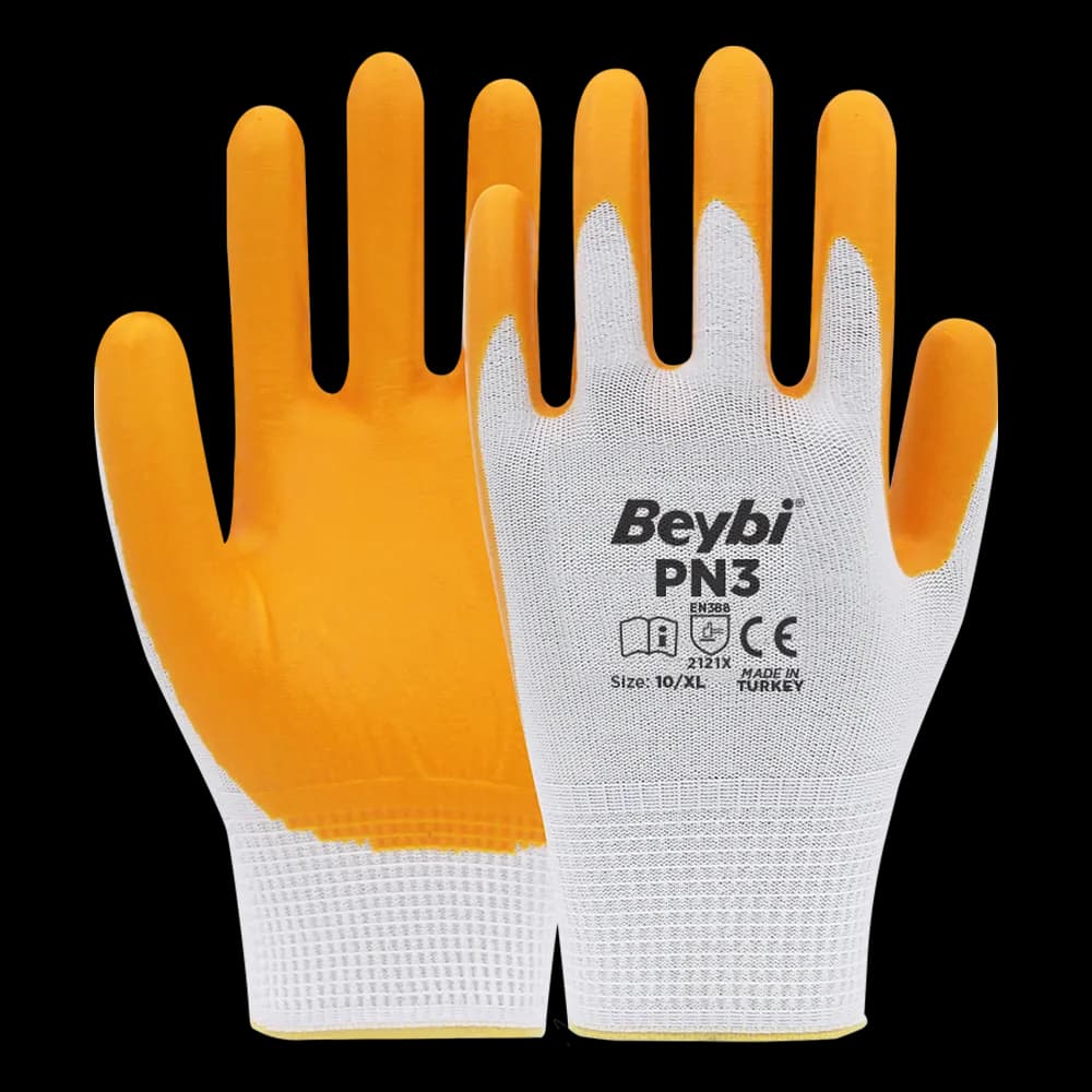 BEYBİ PN3 POLY ASTARLI NİTRİL SARI-BEYAZ ELDİVEN - BYBİ040177